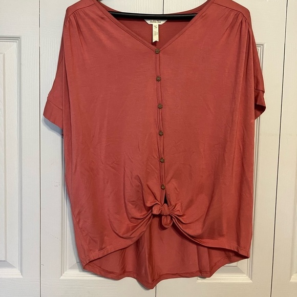 Matilda Jane Blouse Women’s Sz M Pink Button Tie Front Short Sleeves Casual Soft - Picture 1 of 5